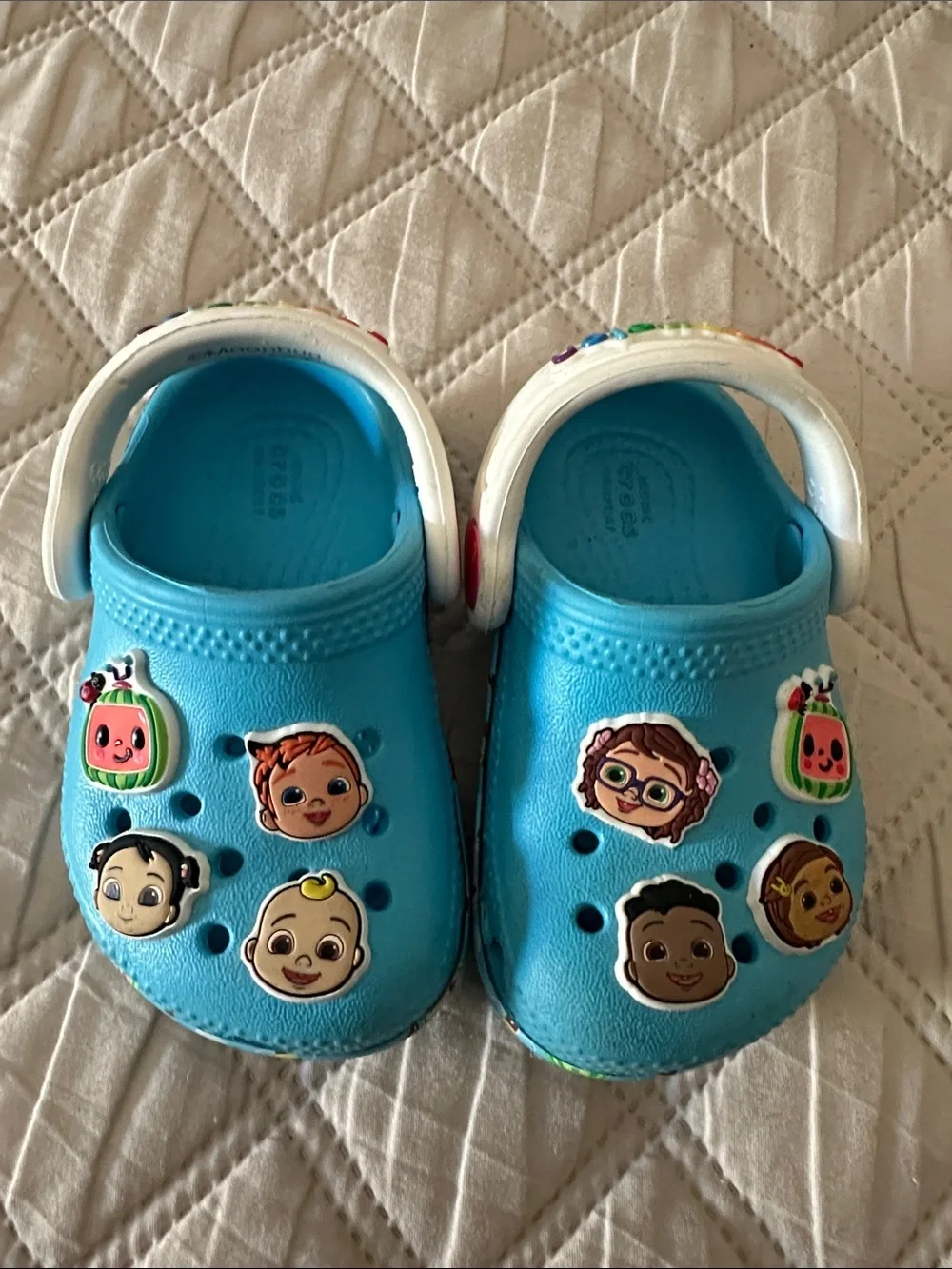 CROCS Kids Light Blue Clog Sandals with Character Jibbitz